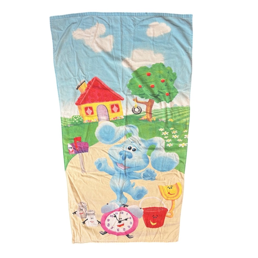 Vintage Blues Clues Beach Towel Blue Tickety Tock Mr Salt Nickelodeon 53x26